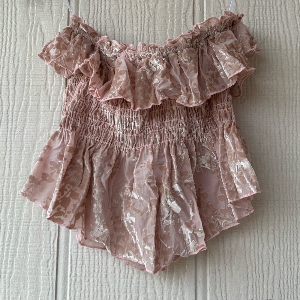 Urban Outfitters Velvet Ruffle Peplum Tube Top - Picture 7 of 11